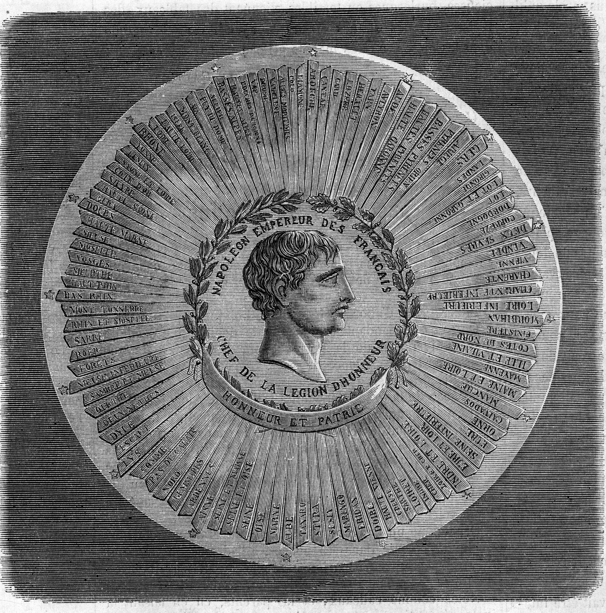 I. Bonaparte Napóleon (1769-1821) pecsétje 1804-ben: „” Napóleon, a franciák császára, a Becsületlégió feje. Becsület és haza”. Metszet a "" The Illustrious Universe" -ba alkotó: Unknown artist