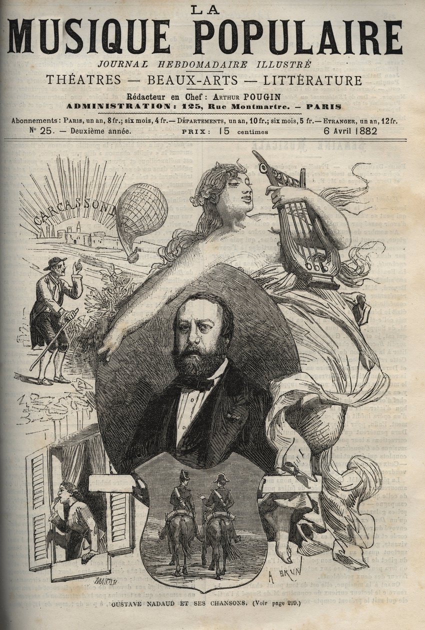 Gustave Nadaud (1820-1893), francia dalszerző és dalai – metszet a „La musique populaire”” jeles hetilapban – 1882 alkotó: Unknown artist