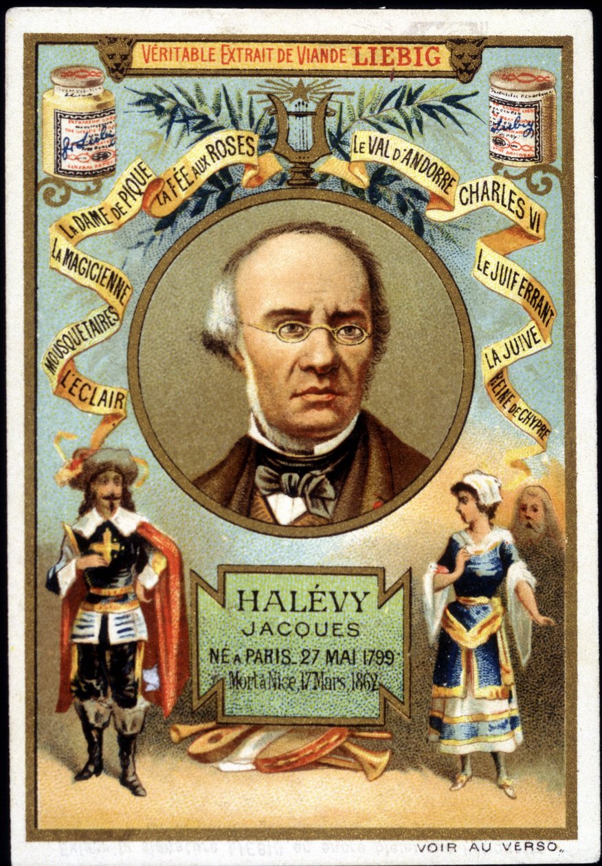 Halevy felhívta Jacques Fromental Levy francia zeneszerzőt (1799-1862) egy Liebig-termék promóciója keretében. 19. század alkotó: Unknown artist