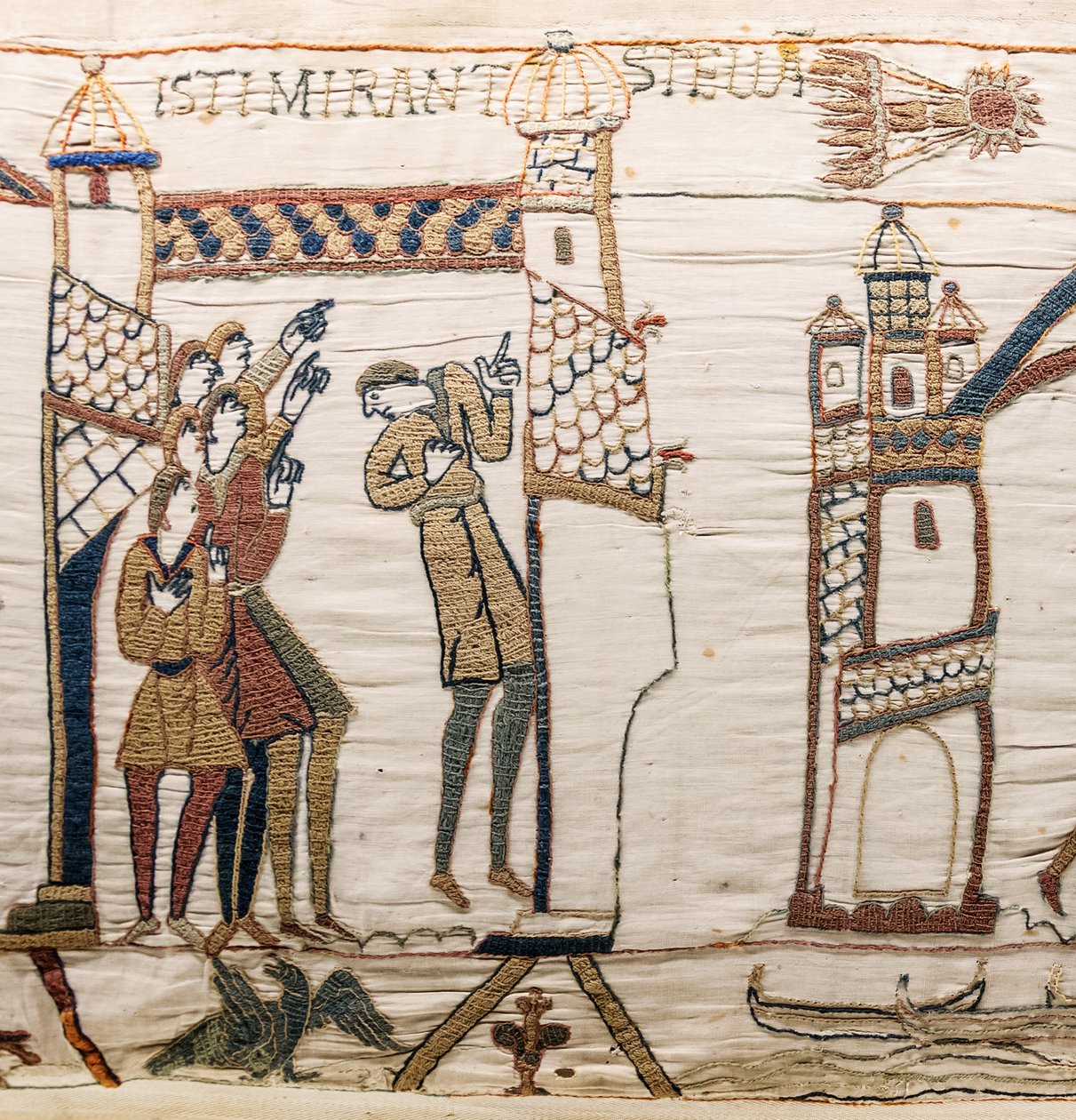 Halley-üstökös és Harold rossz híreket kap, Bayeux gobelin (gyapjú hímzés vászonra) alkotó: Unknown artist