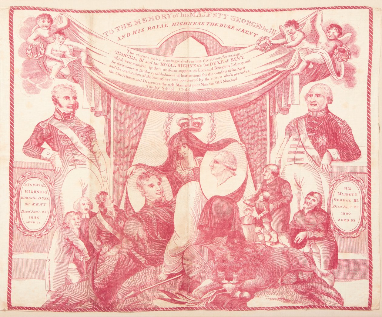 III. Györgynek és Edwardnak, Kent hercegének emlékező zsebkendő alkotó: Unknown artist