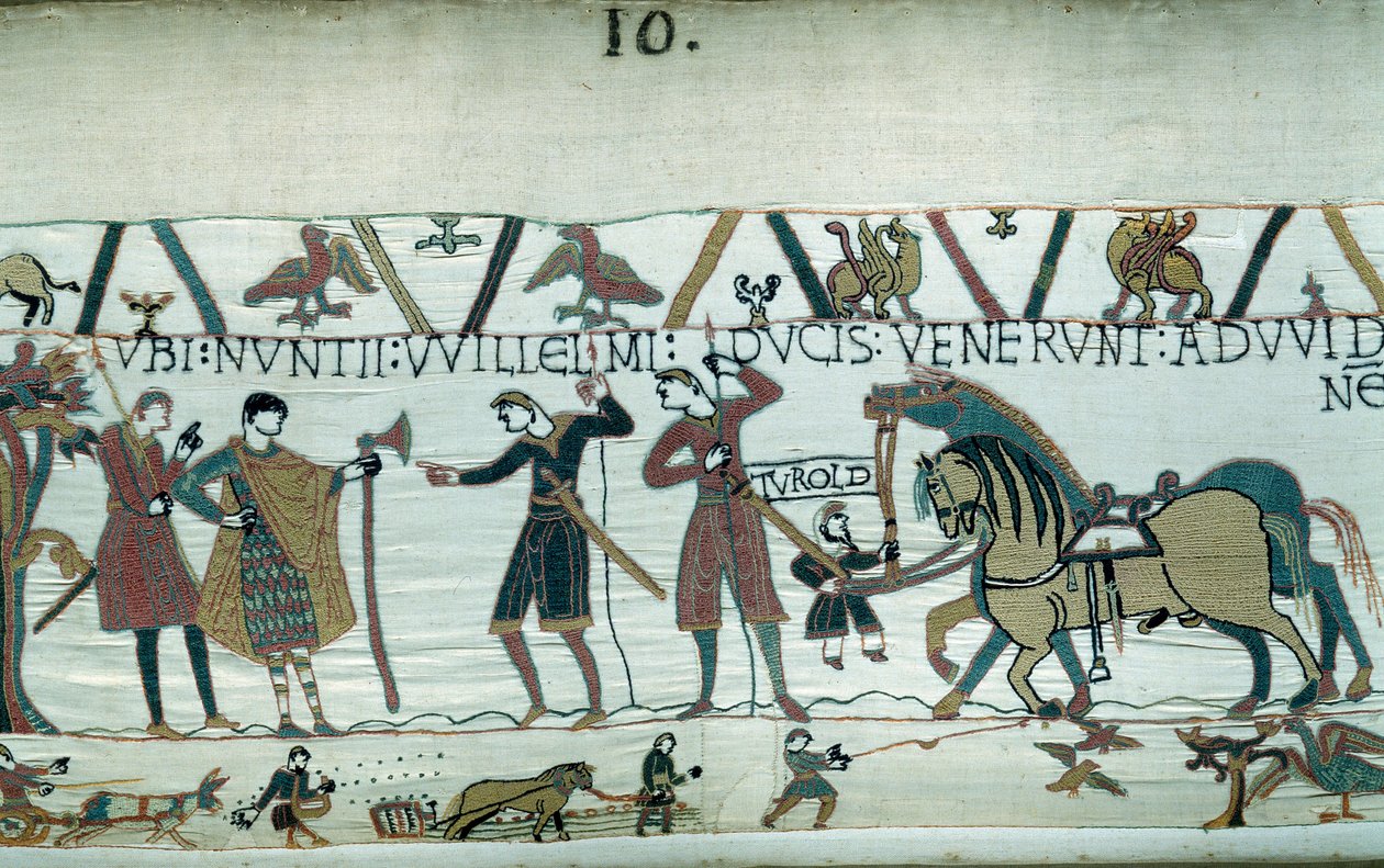 Haroldot, aki azért jött, hogy tájékoztassa Normandia Hódító Vilmos hercegét (1027-1087), hogy Hitvalló Edward halálakor Anglia koronájának utódja lesz, Guy de Ponthieu gróf fogságába esett. Normandia hercege követeket küldött ide alkotó: Unknown artist