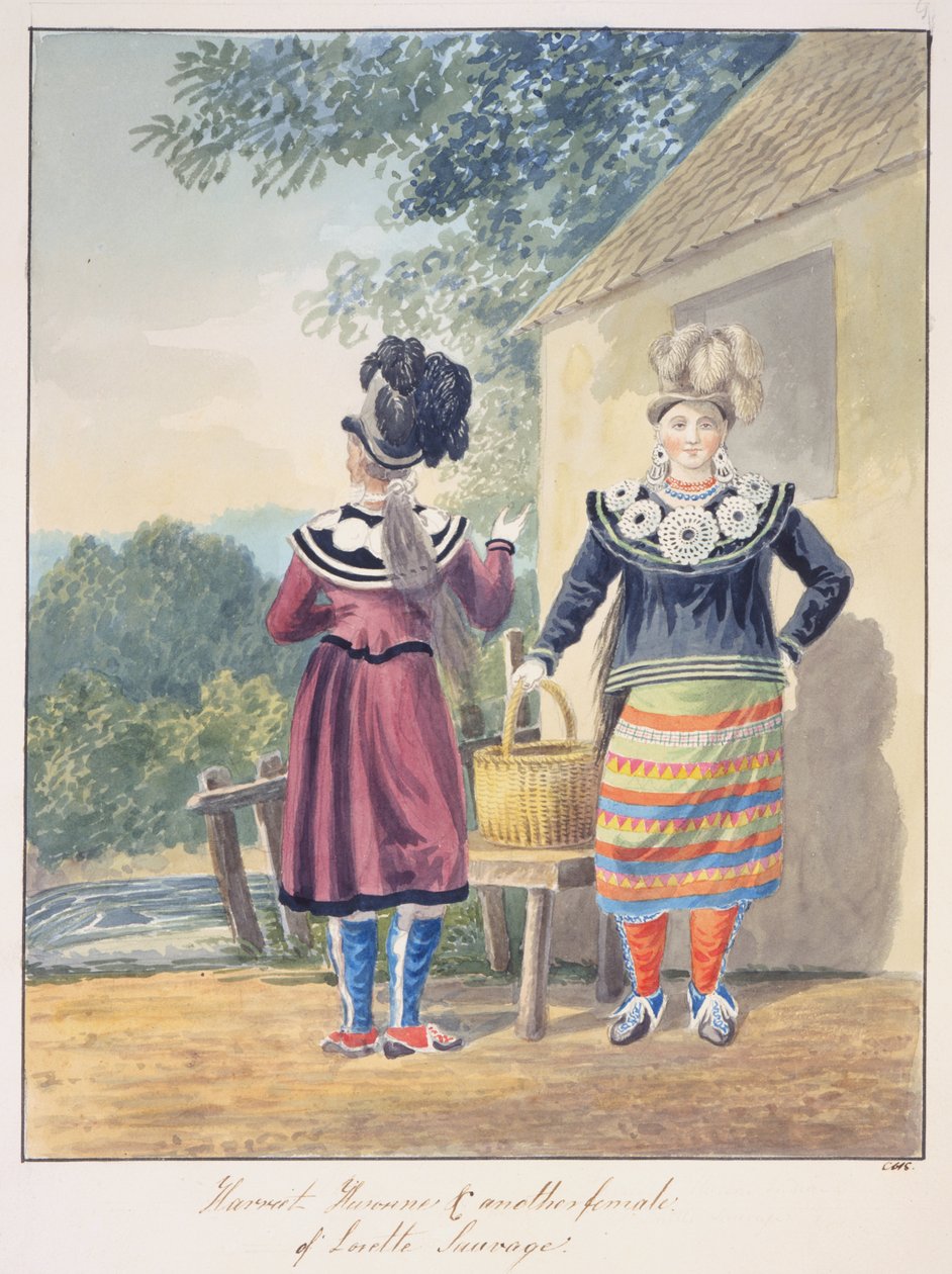 Harriet Huronne & another female of Lorette Sauvage, c.1843-50 (watercolour) alkotó: Unknown artist