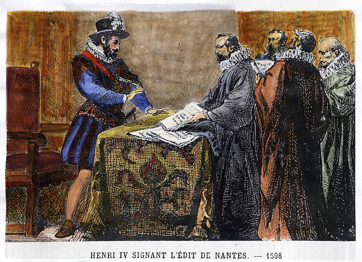 IV. Henrik (1553-1610) 1598-ban aláírta az Edit de Nantes-t. alkotó: Unknown artist