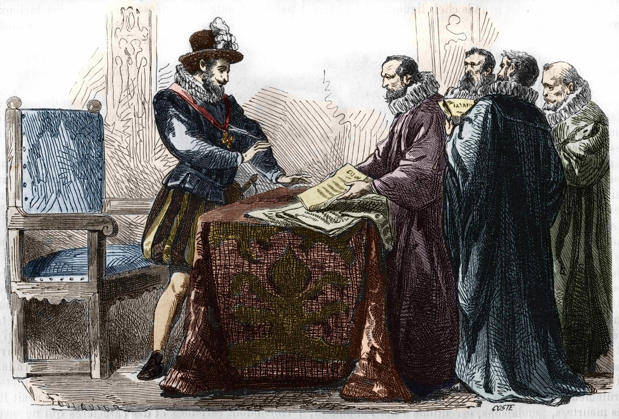 IV. Henrik (1553-1610) 1598. április 13-án aláírta a Nantes-i Editet. alkotó: Unknown artist