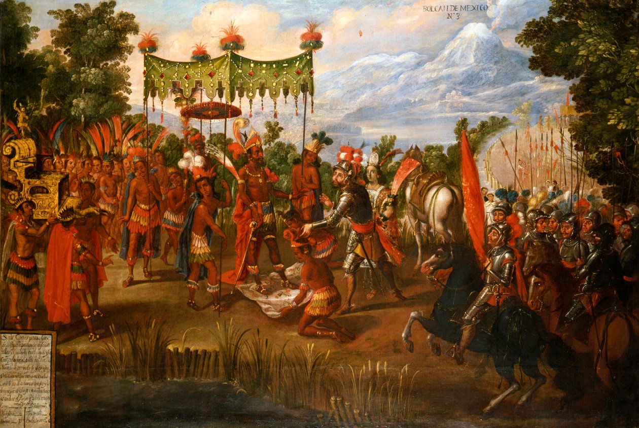 Hernan Cortes találkozik Moctezuma császárral alkotó: Unknown artist