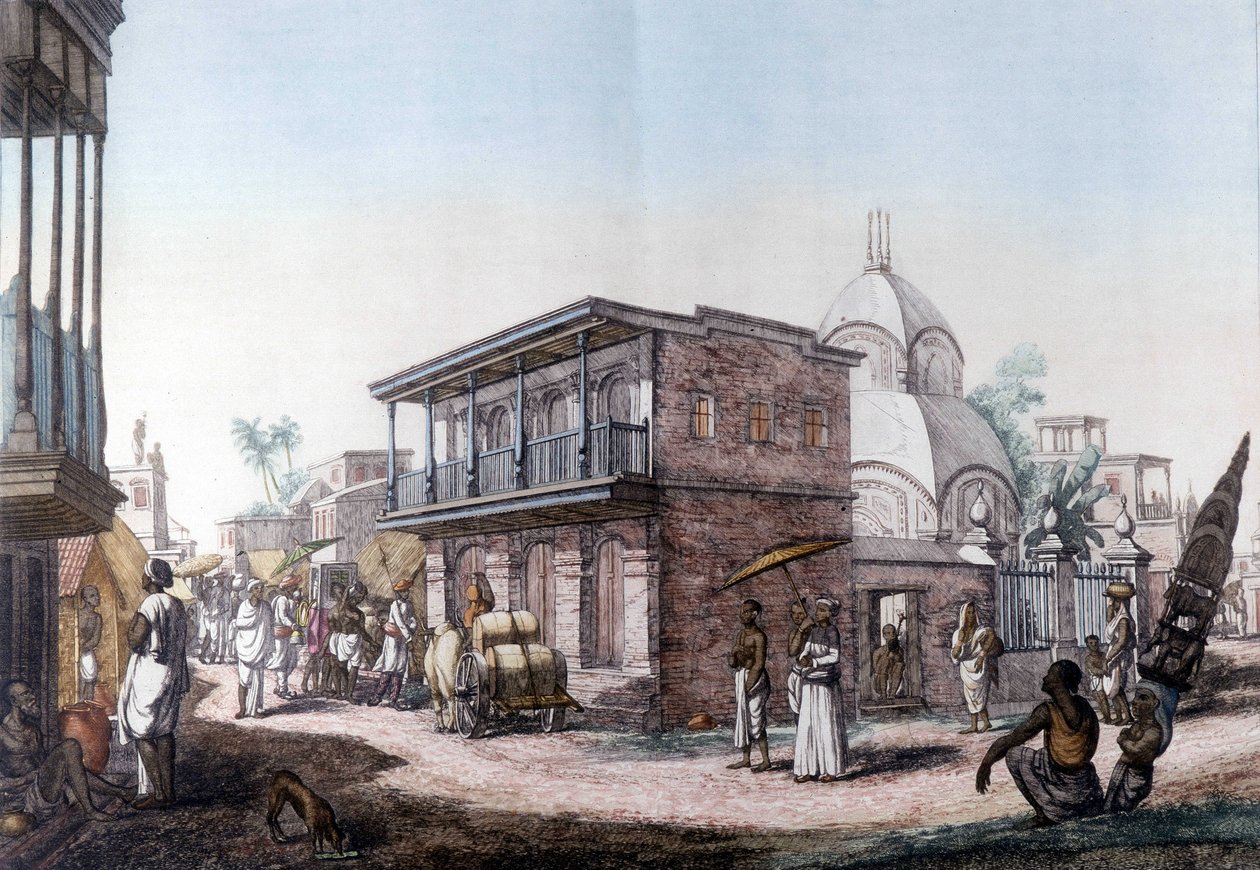 Hindu épületek: utca Kalkutta városában (Kolkata), India. alkotó: Unknown artist