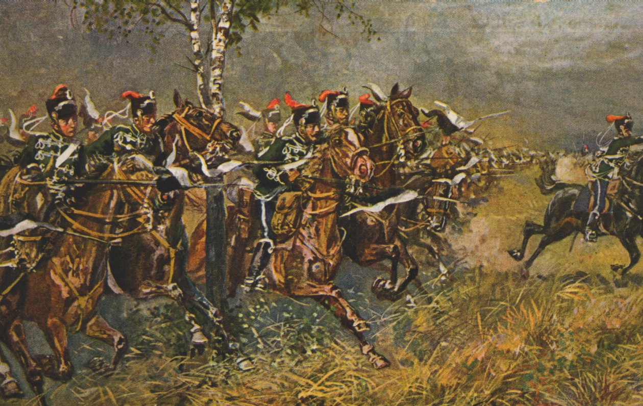 Történelmi képeslap háborús motívummal, támadás a porosz csapatok ellen, Németország alkotó: Unknown artist