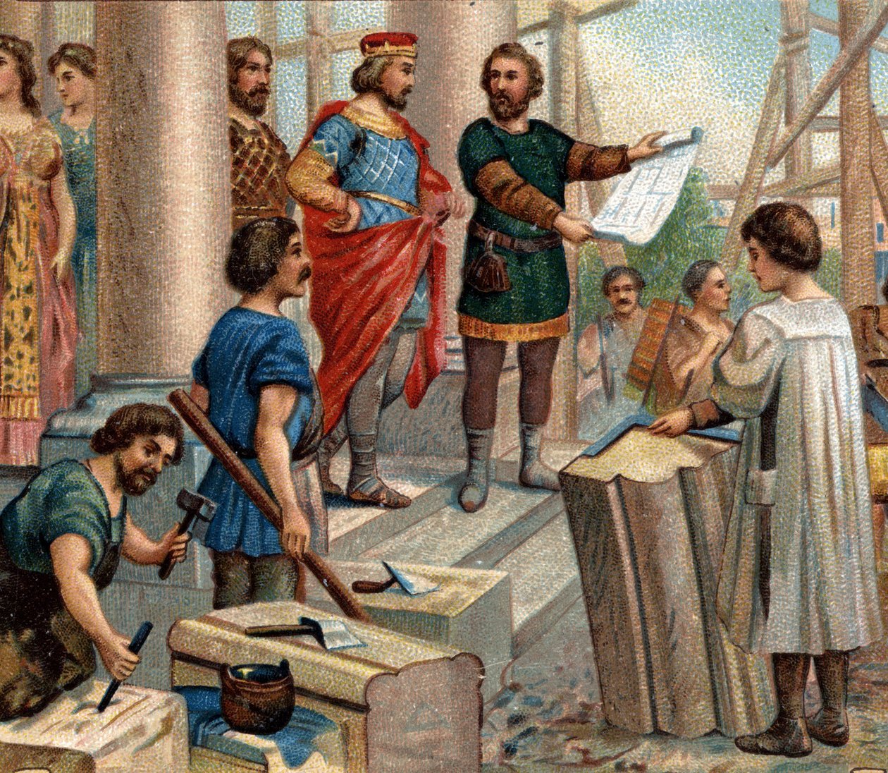 Híres városok történelmi epizódjai: Clovis elit Párizs, mint állandó lakhely (508-ban). századi kromolitográfiája. alkotó: Unknown artist