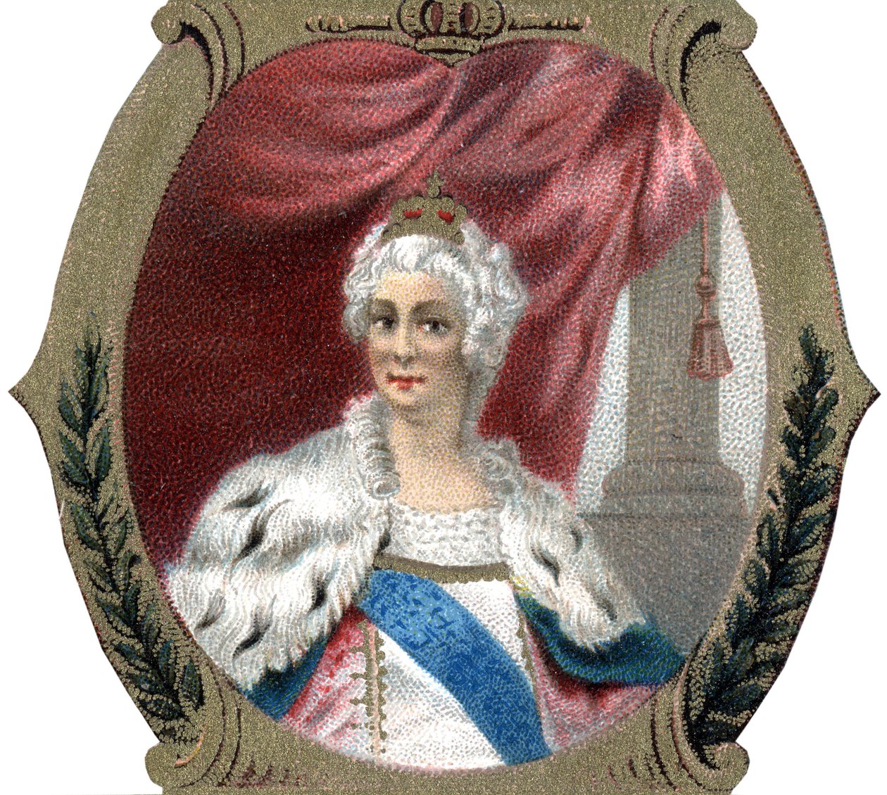 Oroszország története: II. Orosz Katalin portréja (1729-1796). század késői kromolitográfiája. alkotó: Unknown artist