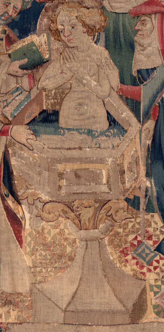 Saint Piat és Saint Eleuthère története, 13. jelenet: Blanda megkeresztelkedése (Hogyan keresztelték meg a jó szentek a leánytribunust, aki nagyon nagy titokzatosságból gyűjtött pénzt: Blande, aki a jó szent anyja volt). Kiskereskedelem. alkotó: Unknown artist