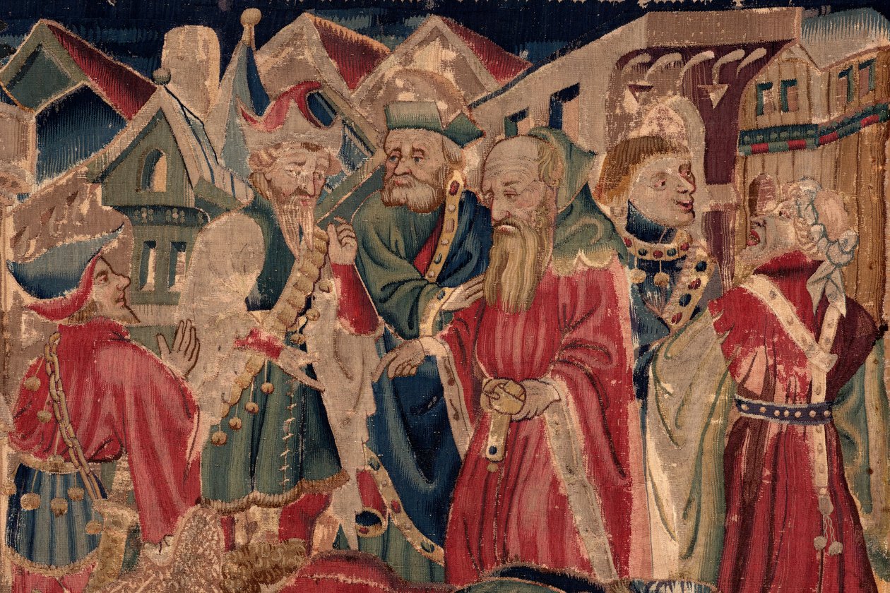 Saint Piat és Saint Eleuthère története, 14. jelenet: A pestisjárvány elpusztítja Tournai városát. Kiskereskedelem. alkotó: Unknown artist