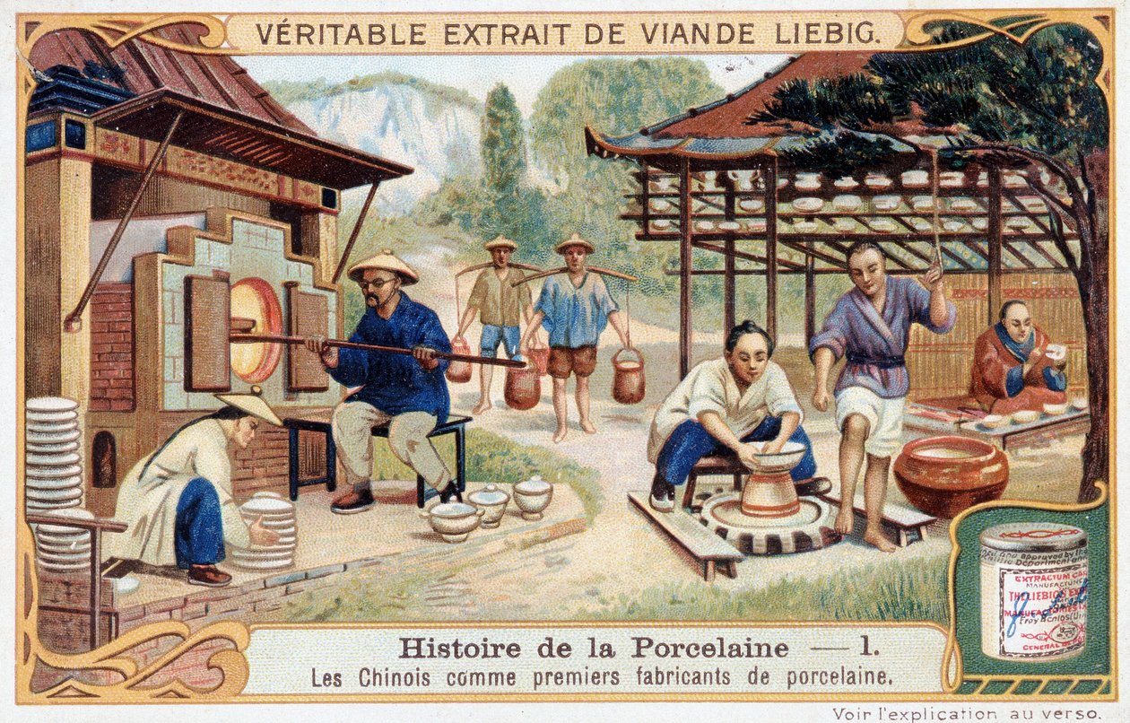 A porcelán története: a kínaiak, mint az első porcelángyártók – Liebig kromolitográfia alkotó: Unknown artist