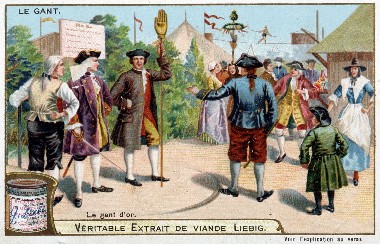 A kesztyű története: az aranykesztyű Angliában - Liebig kromolitográfiája alkotó: Unknown artist