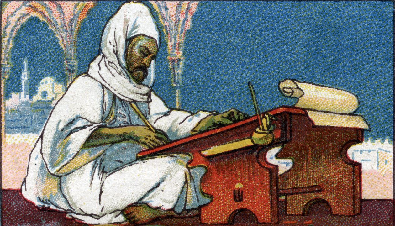 Az írás története: arabul író muszlim írnok, 20. század eleje (kromo) alkotó: Unknown Artist