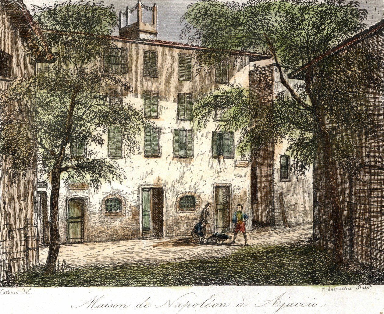 Napóleon háza Ajaccióban - Színes metszet 19. század alkotó: Unknown artist