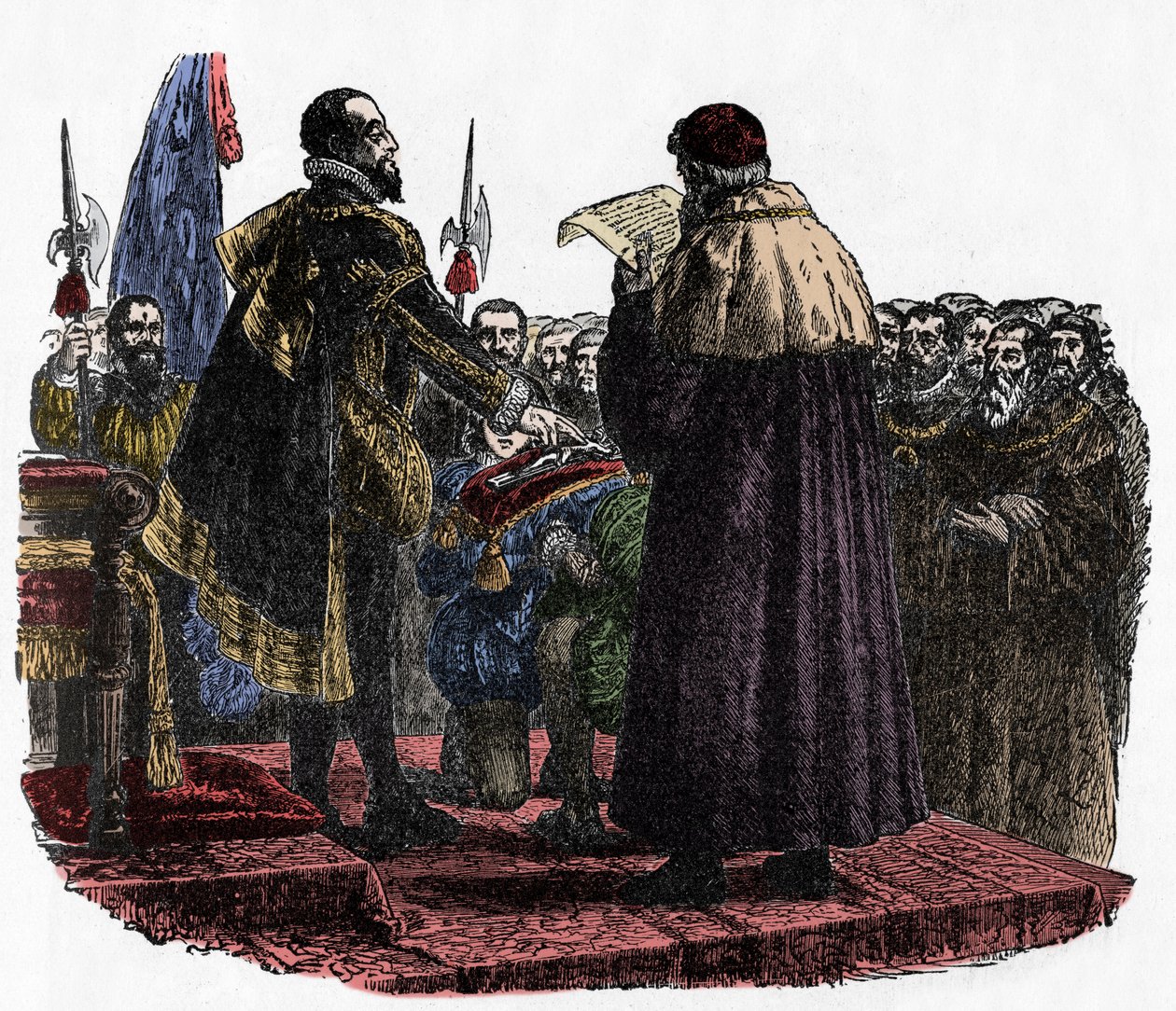 Hugh Capet letette az uralkodói esküt – Hugues Capet (kb. 941-996) a frankok királya, aki 987 és 1882 között tette le az uralkodói esküt alkotó: Unknown artist