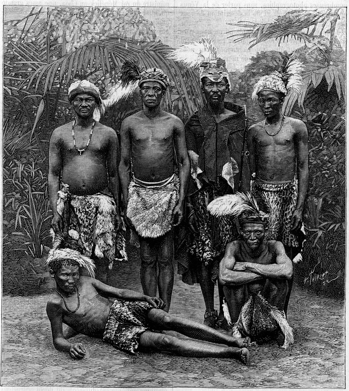 Emberi Állatkert: Hottentots férfiak csoportja (Dél-Afrika) a párizsi Jardin d