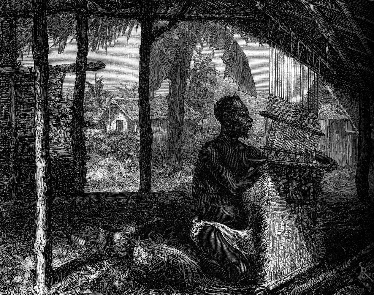 Emberi Állatkert: takács megpuhította Gabont az 1889-es világkiállításon. Metszet a „” Le Journal de la jeunesse”-ben” alkotó: Unknown artist