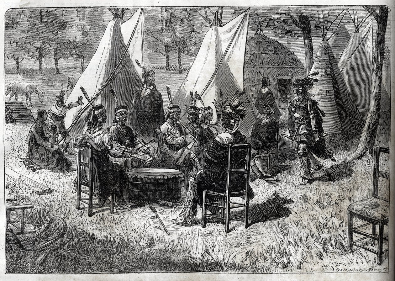 Emberi állatkertek – Emberi Állatkert – Néprajzi kiállítások – Mohas indiánok az akklimatáció kertjében (The Illustrious Diary of 1883) – Tizenöt nebraskai amerikai alkotó: Unknown artist
