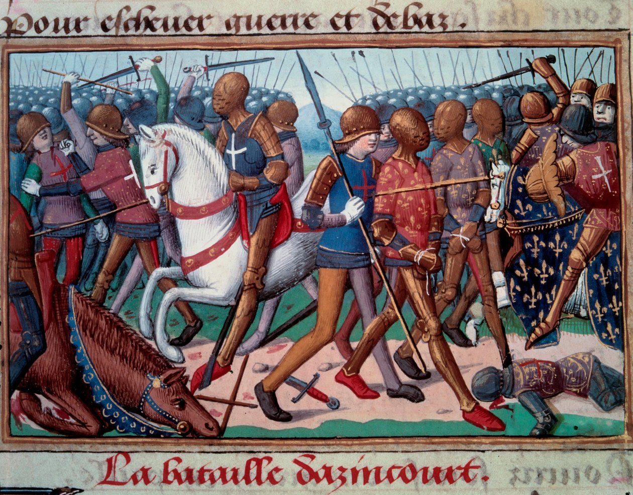Százéves háború: „” Az Agincourt-i csata 1415.10.25-én”” Miniatűr Martial d