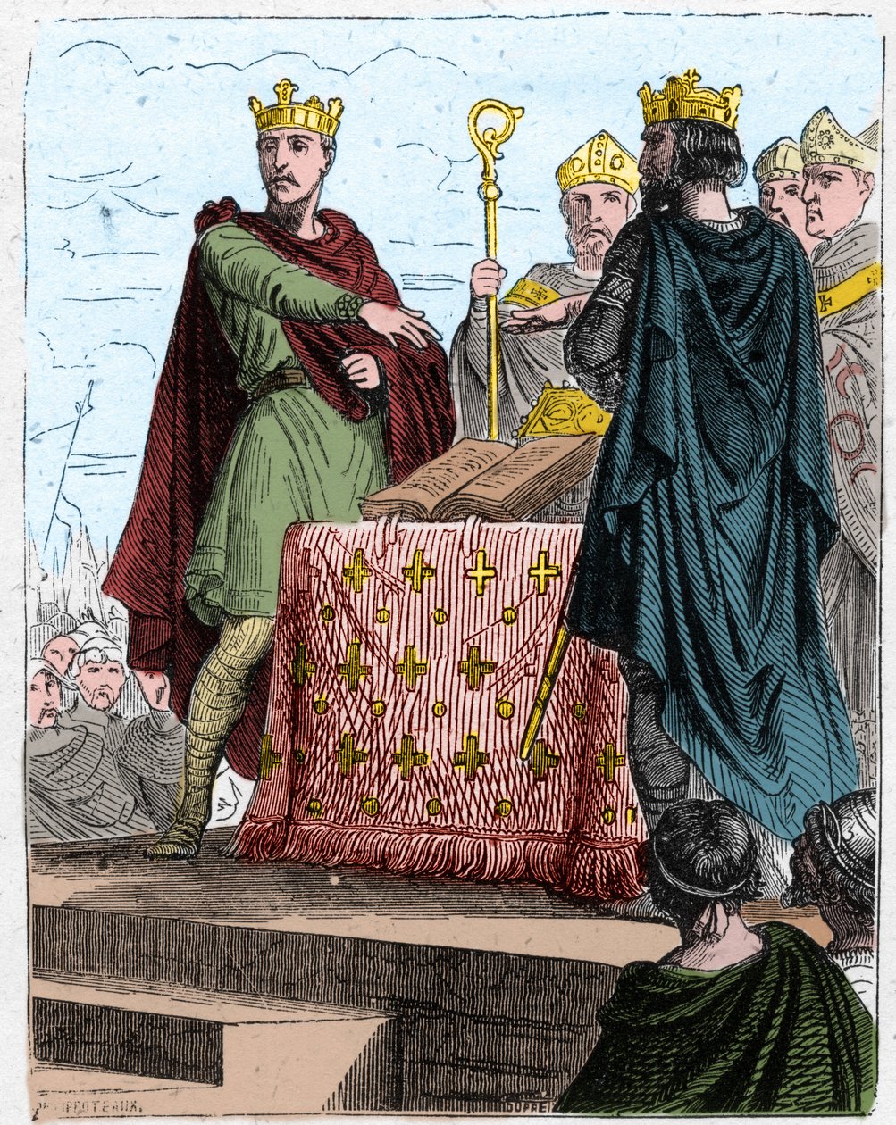 Százéves háború: Bretignyt kezeli 1360. május 8-án Bretigny kastélyában (Chartres közelében), III. Edward angol király és Károly, II. János francia király fia meghatalmazottai között. alkotó: Unknown artist