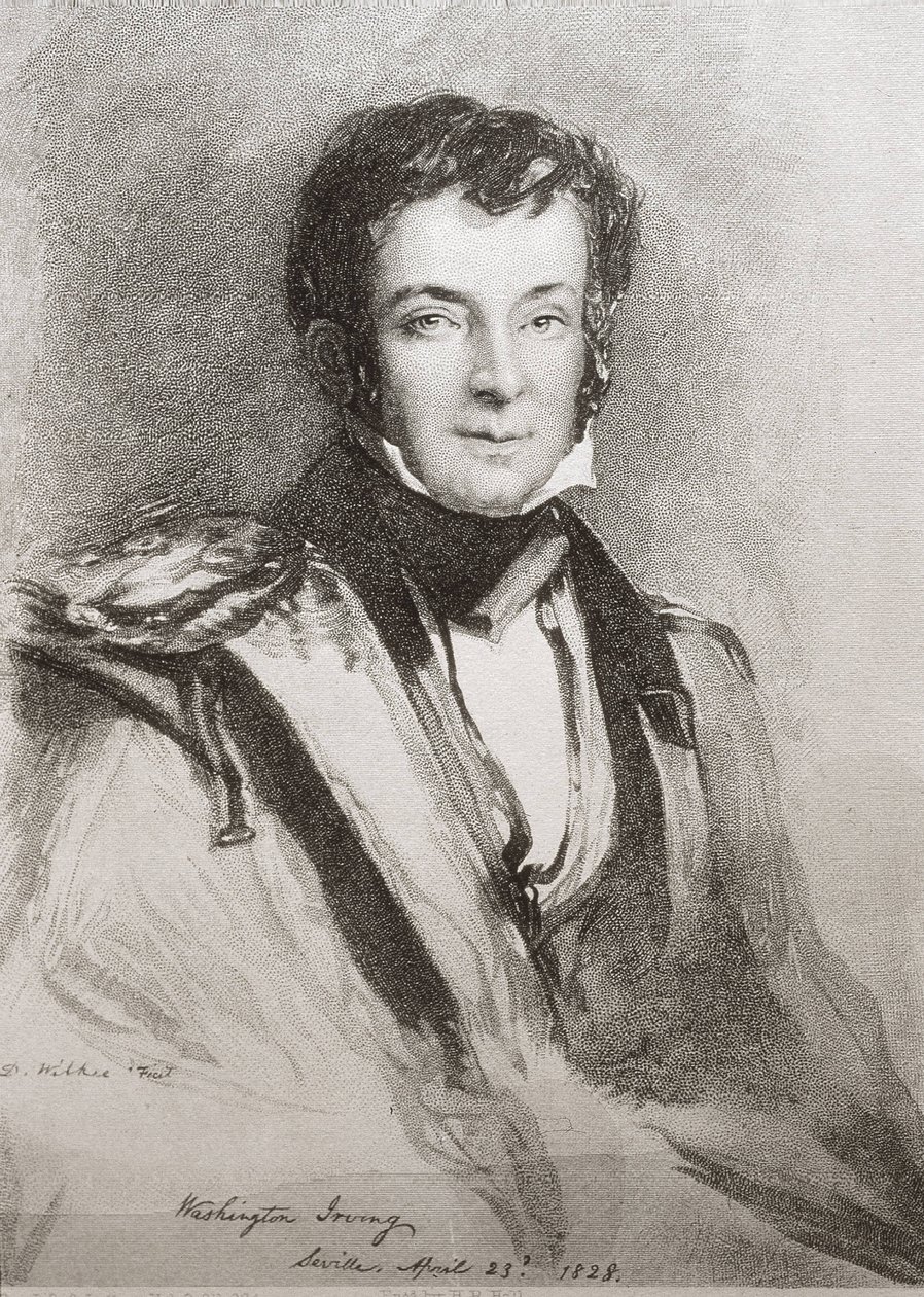 IRVING, Washington (1783-1859). Amerikai író és történész. Sevillában készült portré (1828). Litográfia. alkotó: Unknown artist