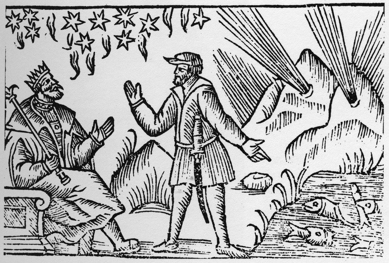 Ichthyomancia: jóslás halak mozgásával – Olaus Magnus „Historia de Gentibus Septentrionalibus” (Észak népeinek története) című könyvében, Róma, 1555 alkotó: Unknown artist