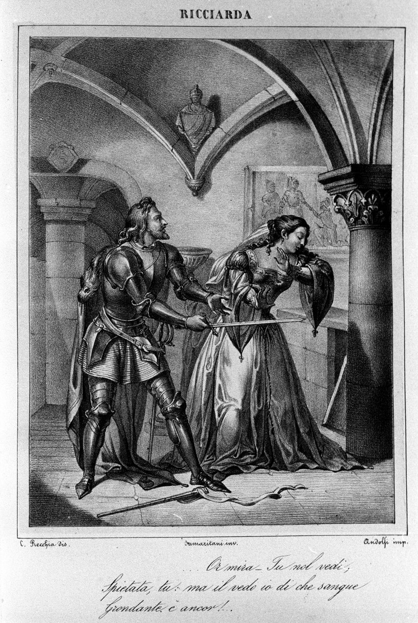 Illusztráció Ugo Foscolo olasz költő és drámaíró „Ricciarda” IV. felvonásához (1778-1827) XIX. alkotó: Unknown artist