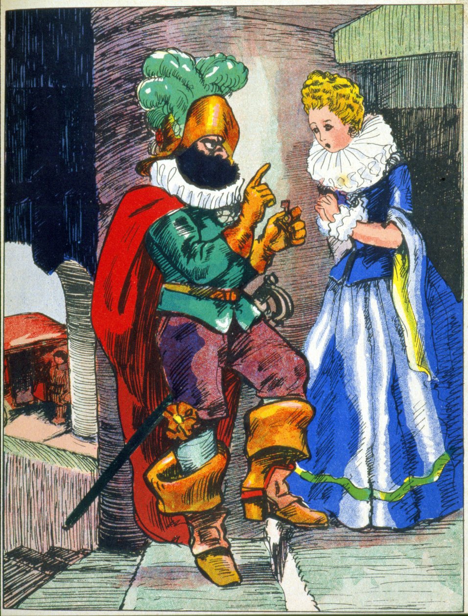 Illusztráció Perrault Kékszakállú meséihez, 20. század eleje (nyomtatás) alkotó: Unknown Artist