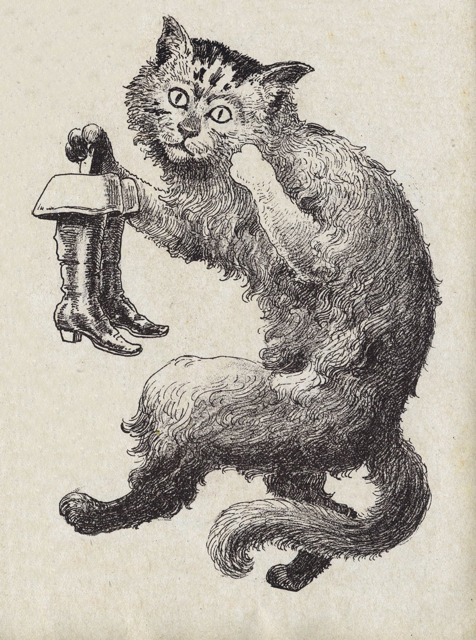 Illusztráció: Charles Perrault (1628-1703) francia író „Le chat Botte” című meséje. Névtelen illusztráció. Képek Marcel Vagne, Jarville Nancy, dátum nélküli (19. század vége). alkotó: Unknown artist