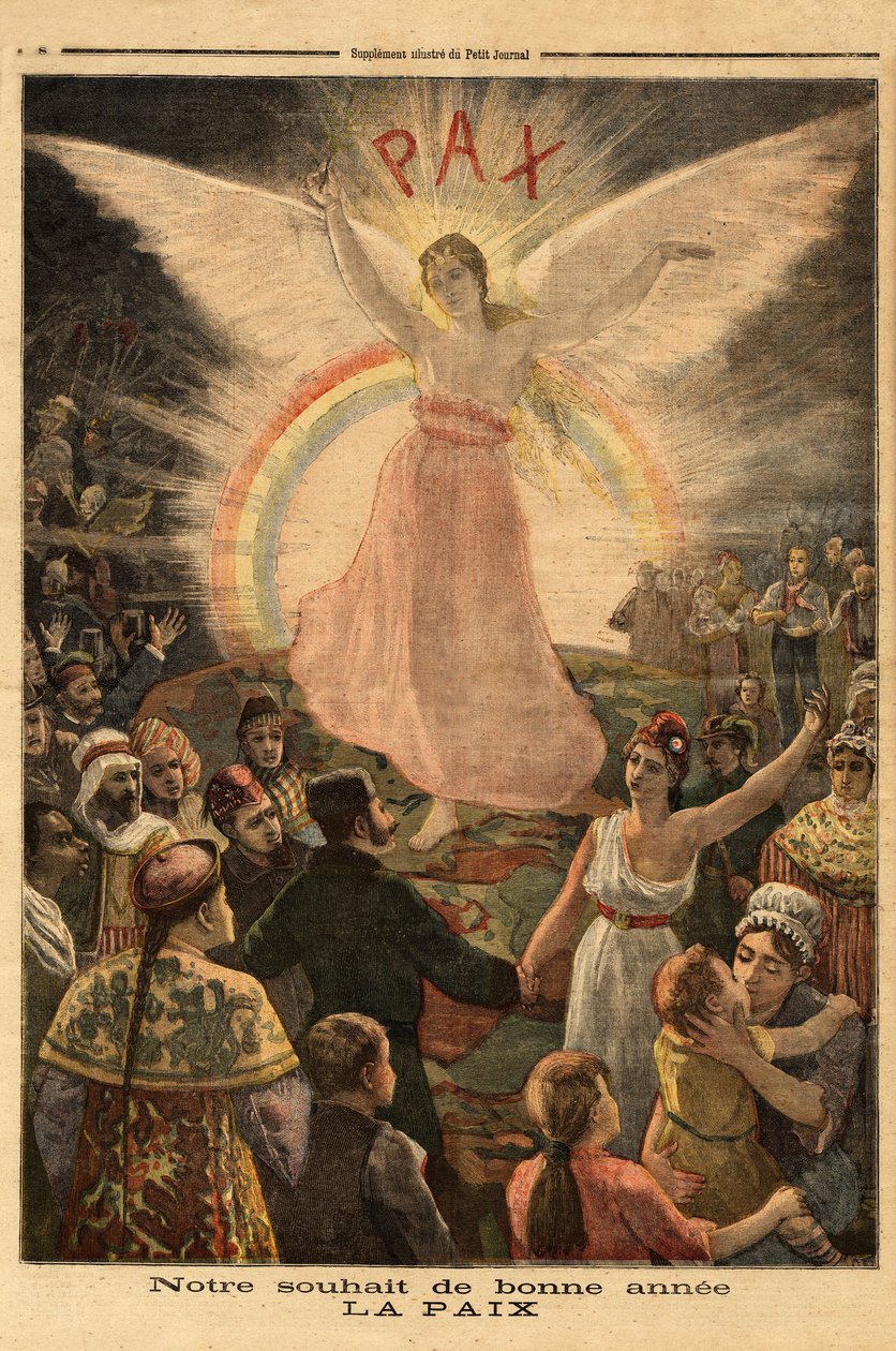 Illusztráció: Újévi üdvözlet 1894, béke minden nemzetnek. Metszet a „” Le petit Journal”-ban, 1894.01.01. Selva gyűjteménye. alkotó: Unknown artist
