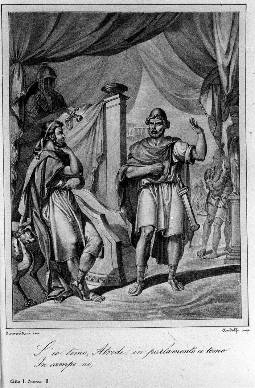 Illusztráció Ugo Foscolo (1778-1827) olasz költő és drámaíró „Ajax” (Aiace) I. felvonásának 2. jelenetéhez XIX. alkotó: Unknown artist