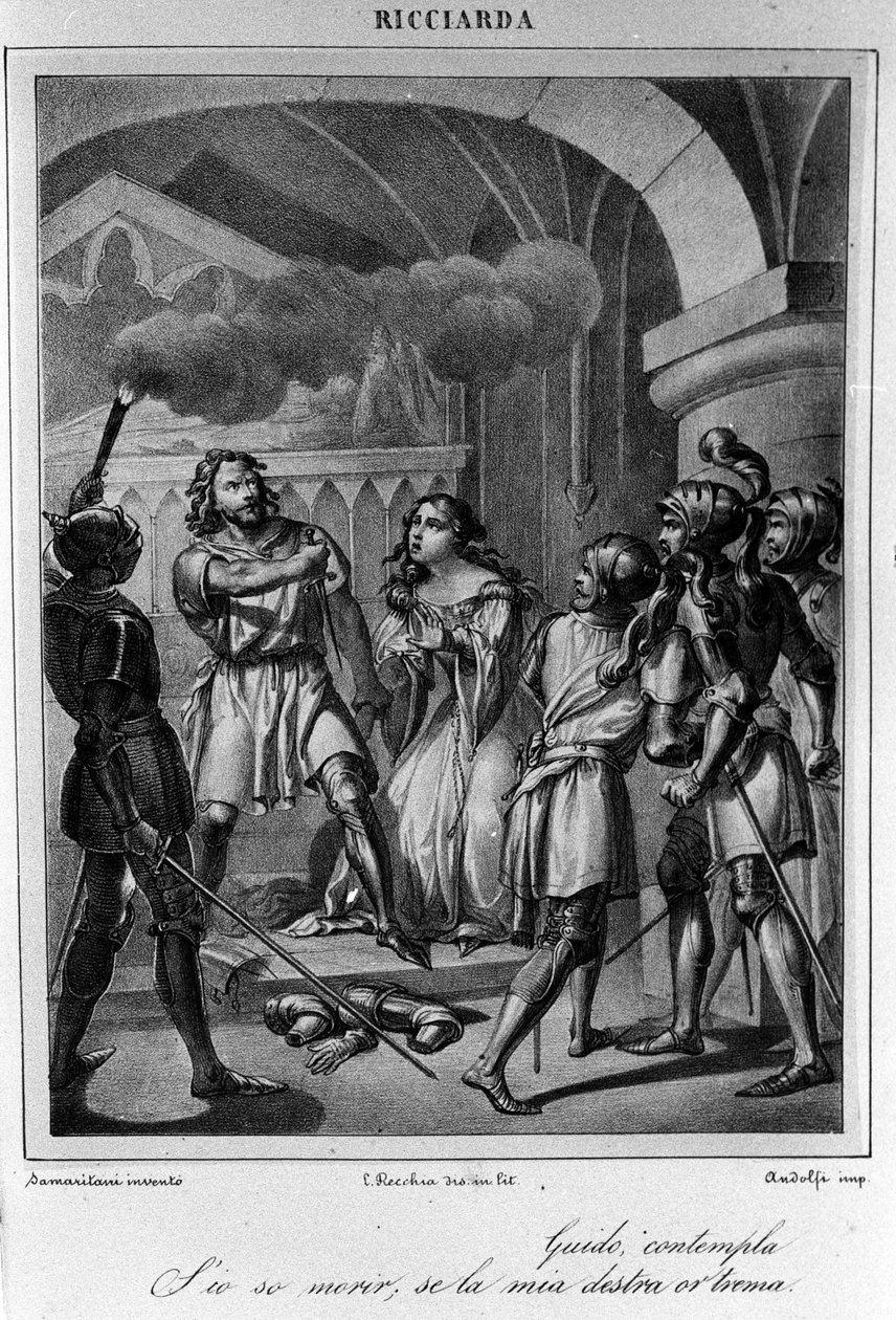 Illusztráció Ugo Foscolo (1778-1827) olasz költő és drámaíró „Ricciarda” V. felvonásának utolsó jelenetéhez, XIX. alkotó: Unknown artist