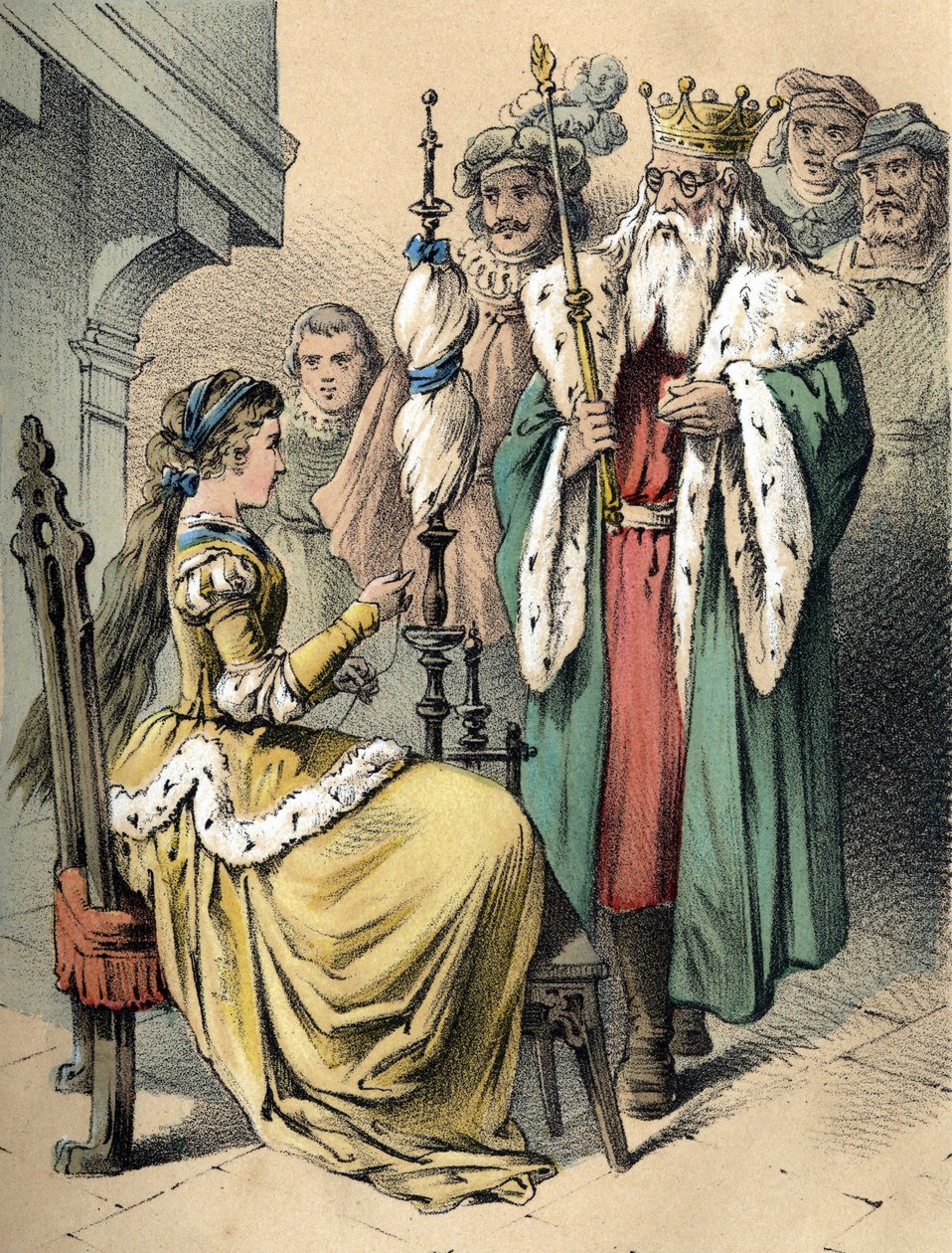 Illusztráció Franz Hoffmann "Tales et Fables - Weifshændchen und Breitf¿fschen" című meséiből. századi kromolitográfiája. alkotó: Unknown artist