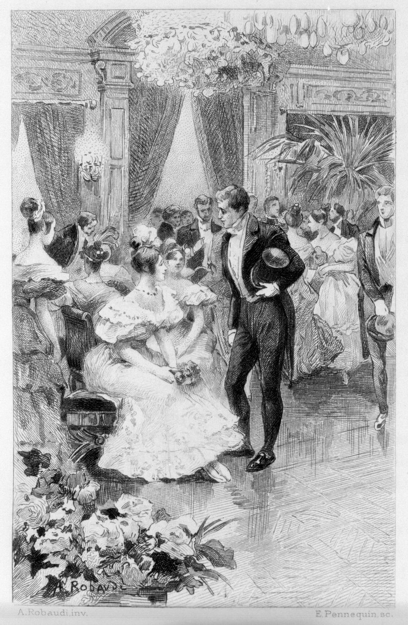 Stendhal „Le Rouge et le Noir” illusztrációja. Metszet a 19. század végéről. alkotó: Unknown artist