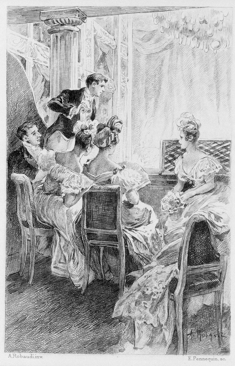 Illusztráció: Stendhal „A vörös és a fekete”. 1830. Metszet a 19. század végéről. alkotó: Unknown artist