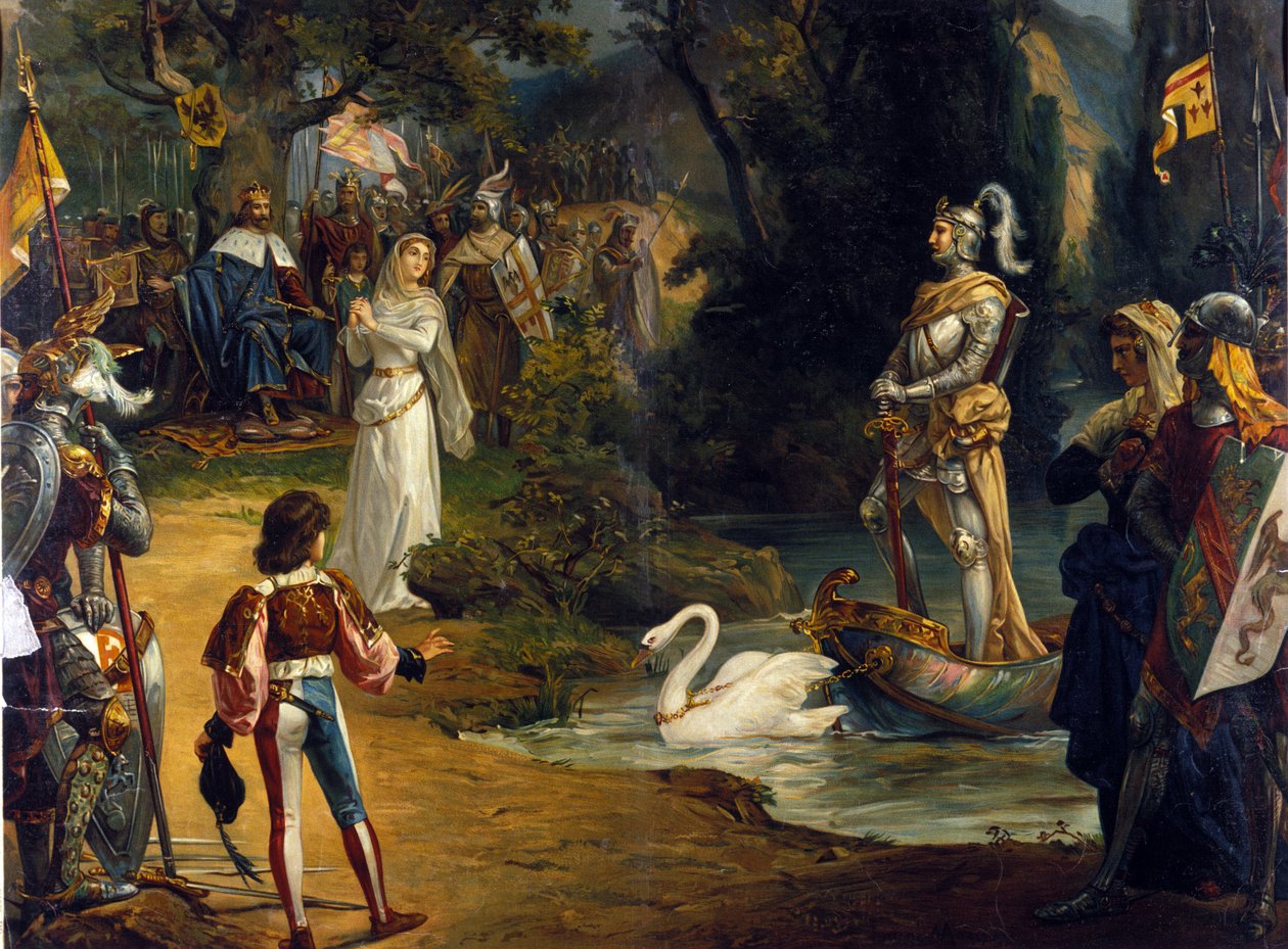 Richard Wagner (1813-1883) német zeneszerző „” Lohengrin”” című operájának illusztrációja. Kromolitográfia alkotó: Unknown artist