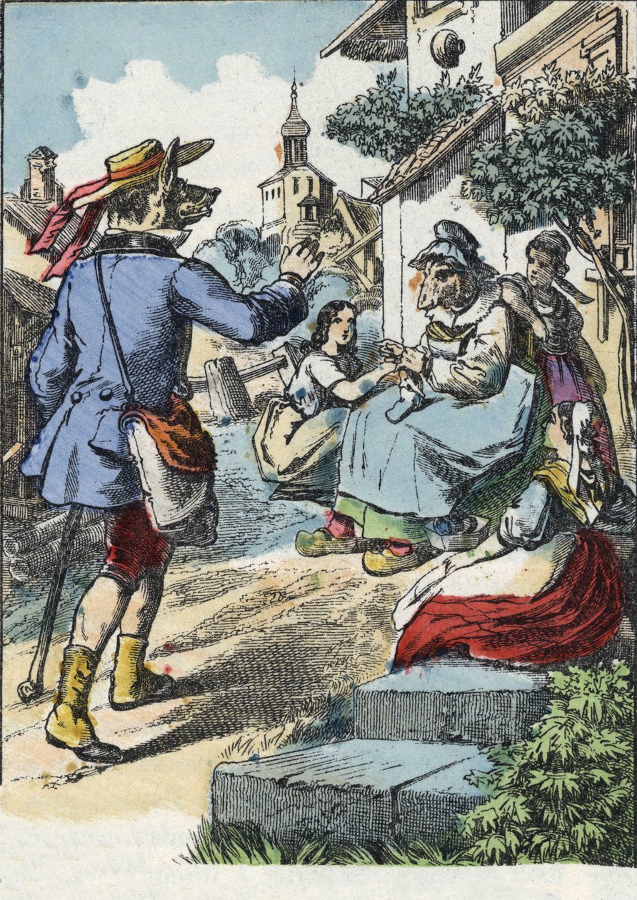Illusztráció a „Jó anya bárány” című meséhez. A „” Mesék otthonról a kicsiknek” c. századi névtelen metszet. alkotó: Unknown artist