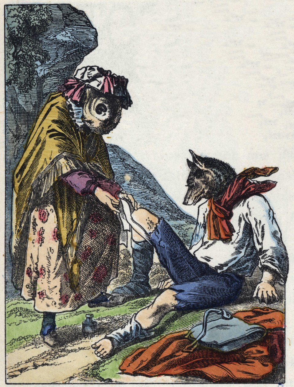 Illusztráció a „Jó anya bárány” című meséhez. A „” Mesék otthonról a kicsiknek” c. századi névtelen metszet. alkotó: Unknown artist