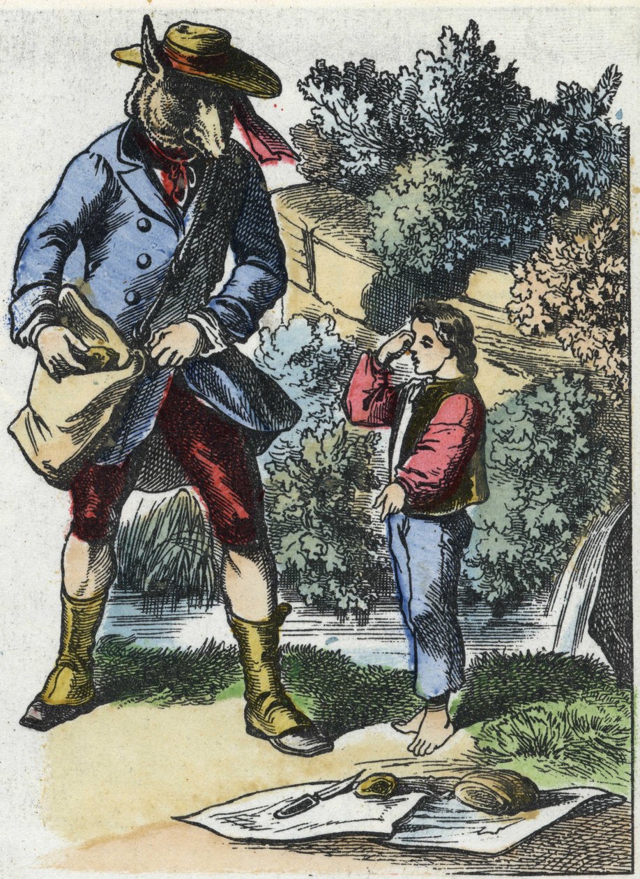 Illusztráció a „Jó anya bárány” című meséhez. A „” Mesék otthonról a kicsiknek” c. századi névtelen metszet. alkotó: Unknown artist
