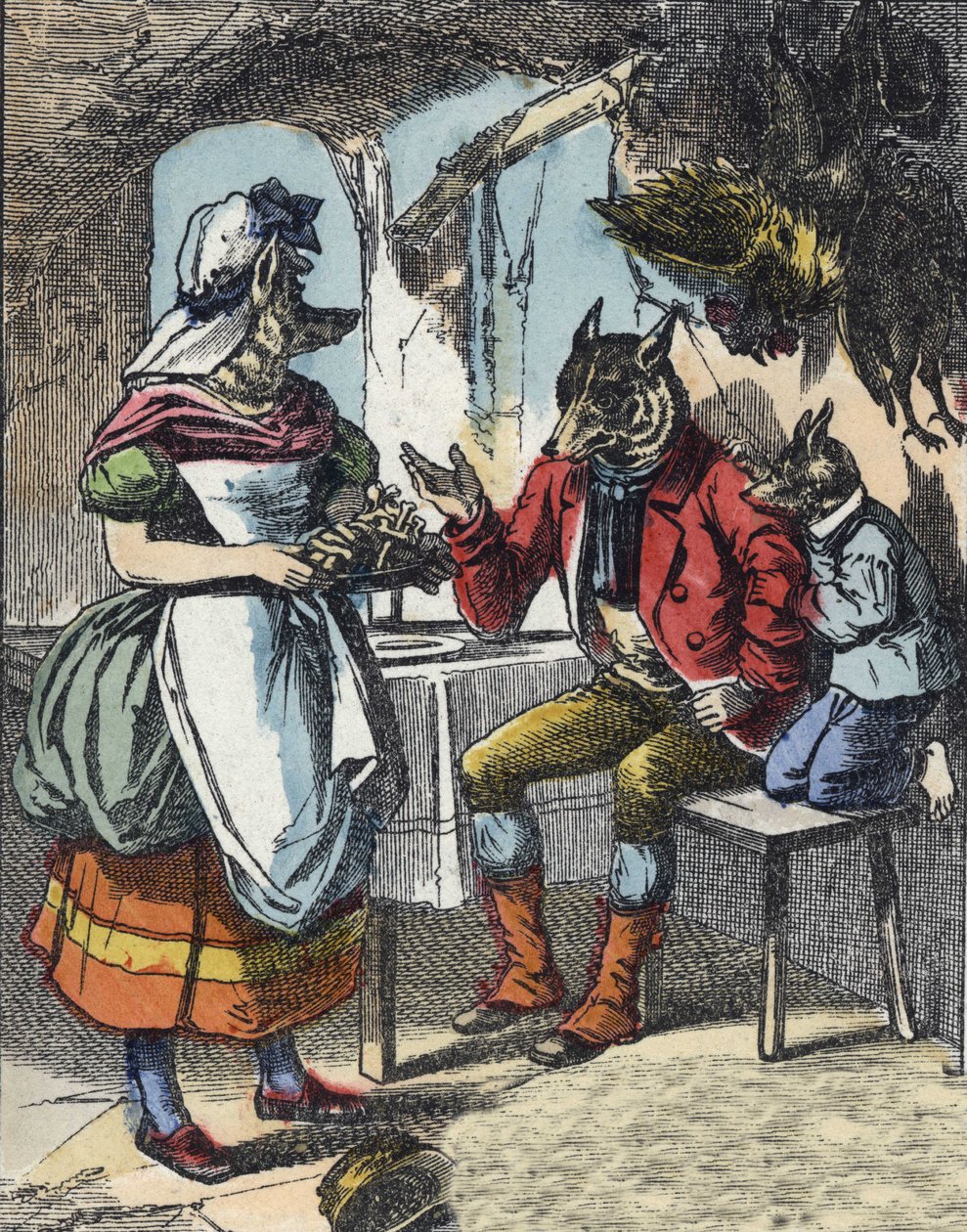 Illusztráció a „Jó anya bárány” című meséhez. A „” Mesék otthonról a kicsiknek” c. századi névtelen metszet. alkotó: Unknown artist