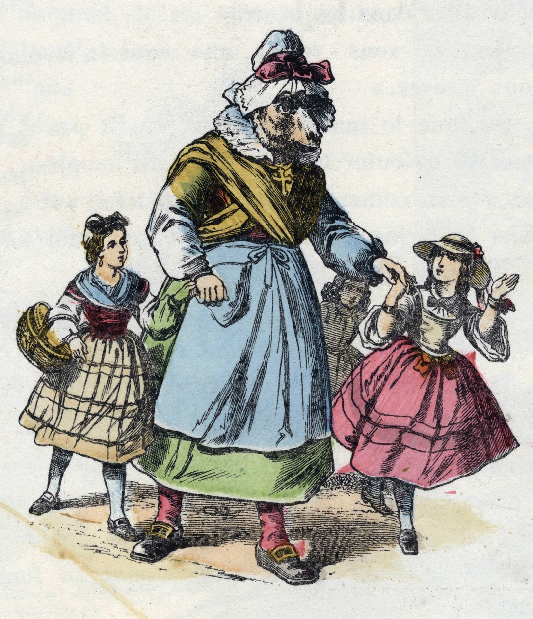 Illusztráció a „Jó anya bárány” című meséhez. A „” Mesék otthonról a kicsiknek” c. századi névtelen metszet. alkotó: Unknown artist