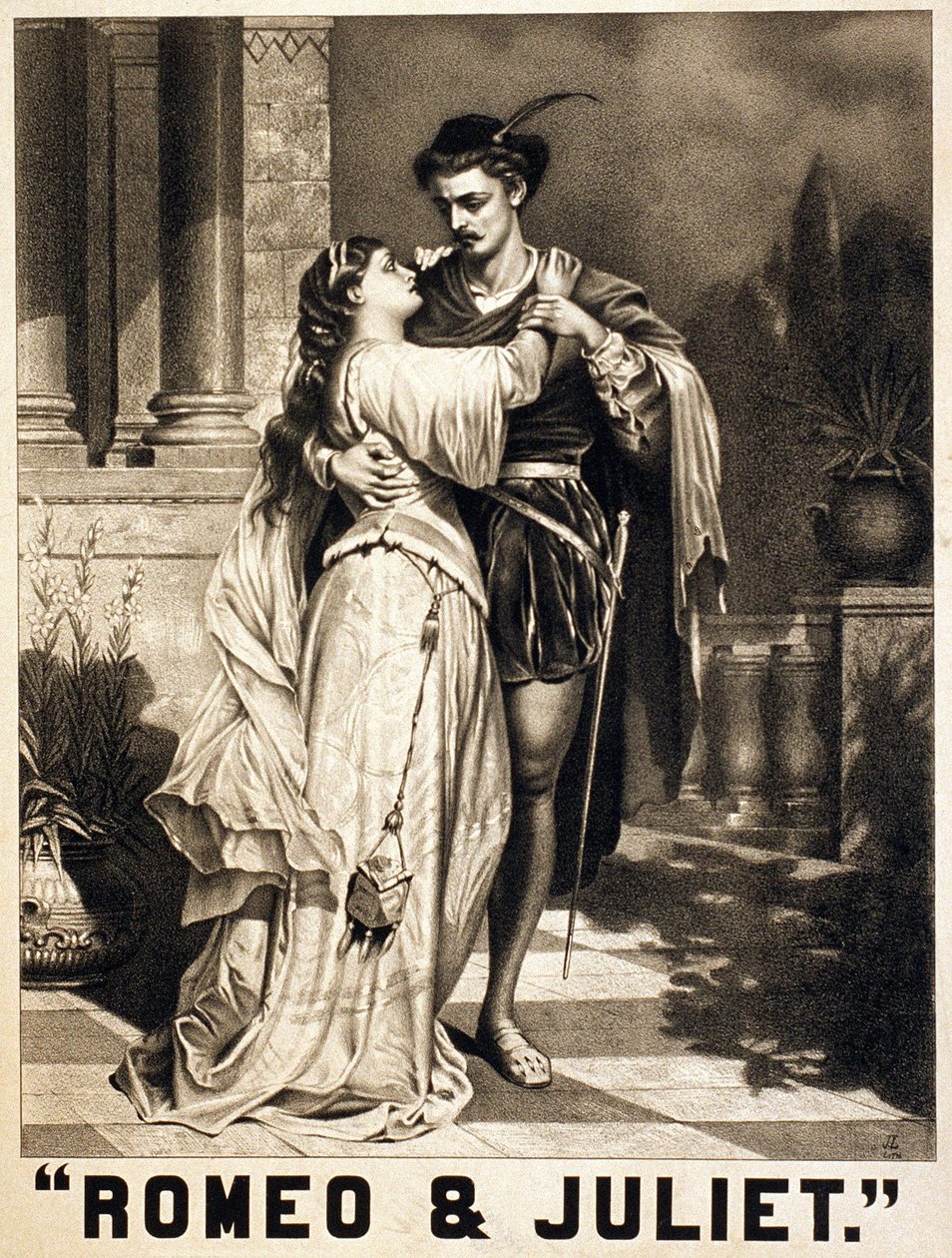 Illusztráció: Shakespeare Rómeó és Júliáról. Litográfia, 1880 körül. alkotó: Unknown artist