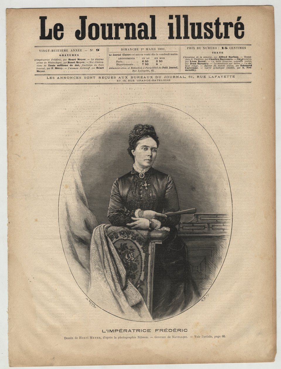 Impress Frederic - Viktória az Egyesült Királyságból (1840-1901) Victoria Adelaide Marie Louise, az Egyesült Királyság, Nagy-Britannia és Írország királyi hercegnője - Victoria, Royal Princess (Frederick császárné) - az 1894. márciusi „The Illustrous Journ alkotó: Unknown artist
