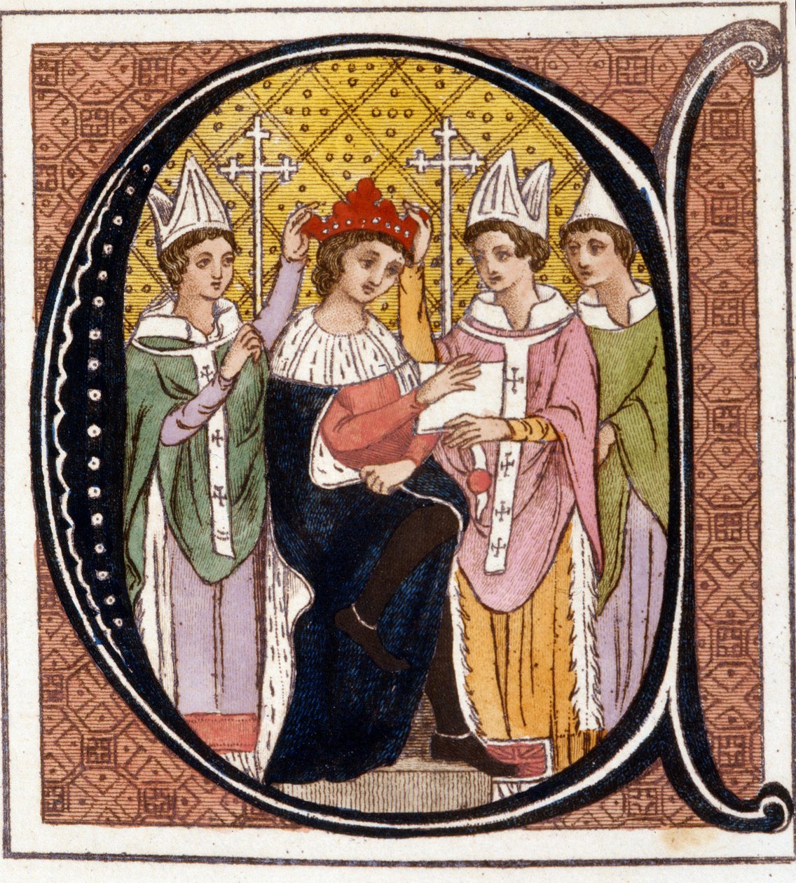 Az angol I. Edward (1239-1307) beiktatása 1272-ben. XIX. századi metszet. Biblioteca nazionale Braidense. Milánó alkotó: Unknown artist