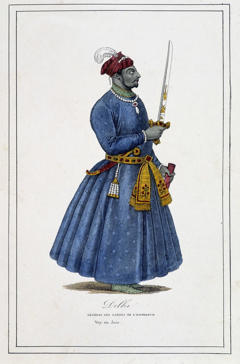 India: Delhi Császár Gárdájának tábornoka – Paul Jonhanneaud atya, a Bons livres könyvesboltja „A föld különböző népei” című művében alkotó: Unknown artist