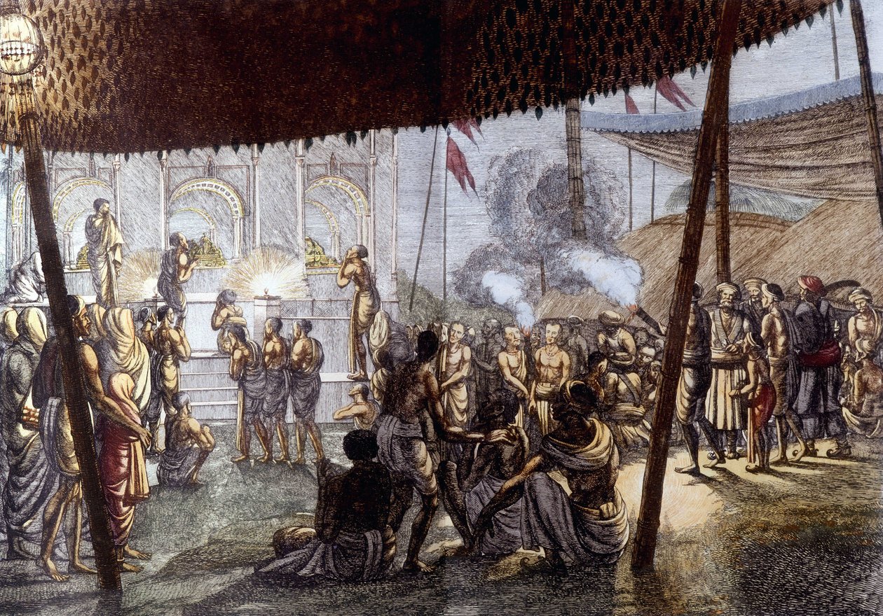 Indiai kultúra és civilizáció: Krishna szeretet ünnepe, India. Metszet 1808. alkotó: Unknown artist