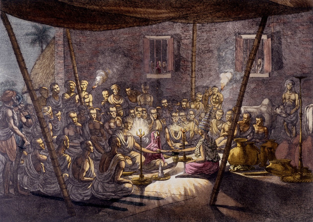 Indiai kultúra és civilizáció: esküvői szertartás Indiában. alkotó: Unknown artist