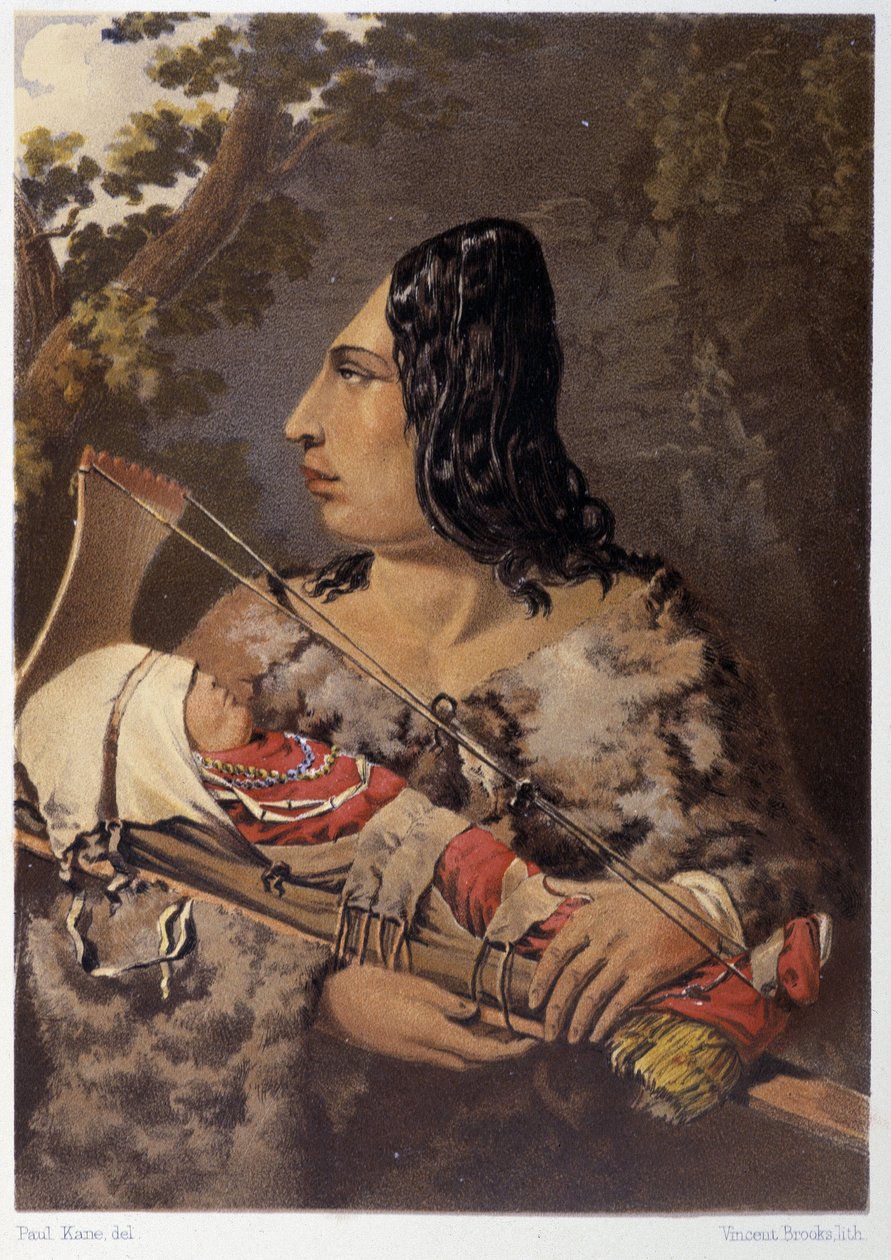 Indiai nő és babája – Paul Kane, Longmans & Roberts, London „Egy művész vándorlása észak-amerikai indiánok között” című filmjében alkotó: Unknown artist